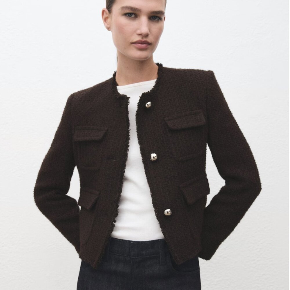 NWT Mango Tweed Jacket, black